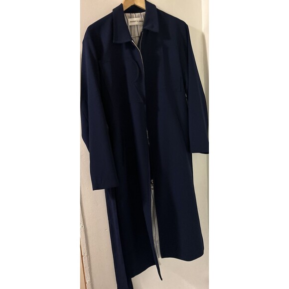 Rocket X Lunch Women’s Size XS Navy Trench Coat W/Zipper & Belt Close. Beautiful - Picture 6 of 10